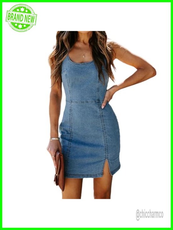 Dresses & Skirts - Sleeveless Bodycon Mini Denim Dress Zipper Closure Strapless Clubwear